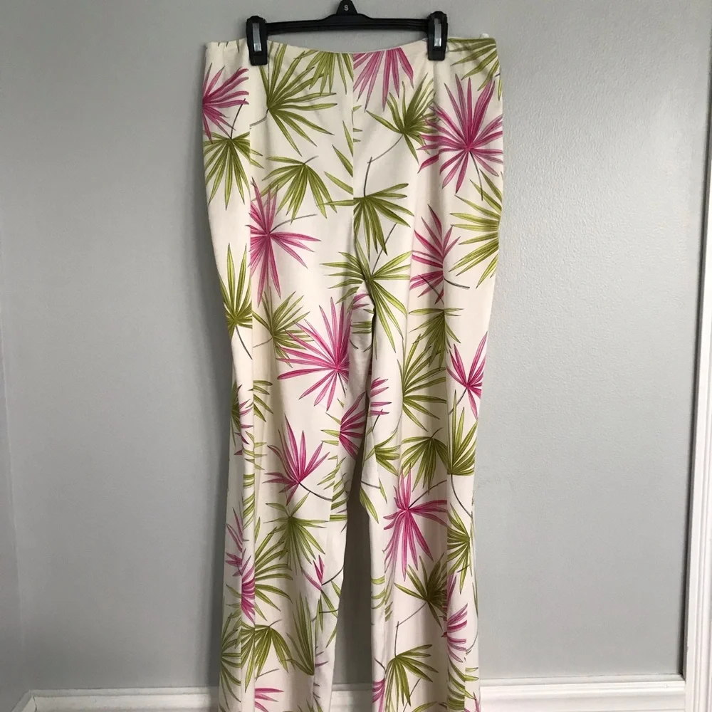 Talbots Women’s Tropical Leaf Print Silk Blend Pants size 8